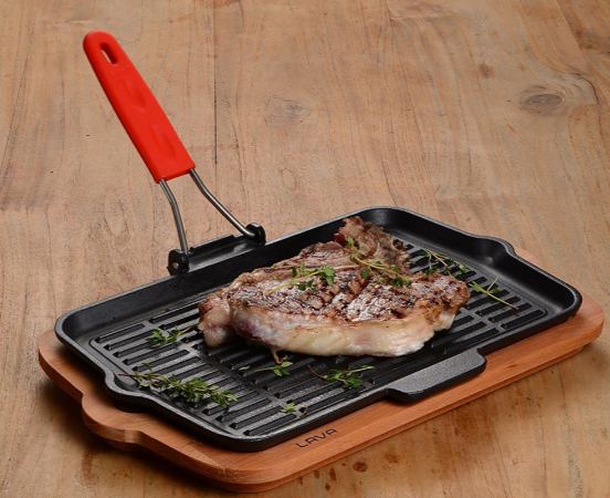 Lava četvrtasta grill tava s odvojivom inox ručkom