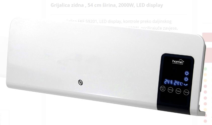 ZIDNA GRIJALICA 54CM ŠIRINA 2000W LED DISPLAY